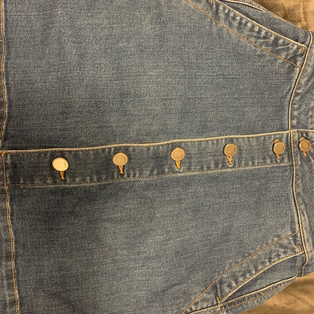 Denim mini-skirt.